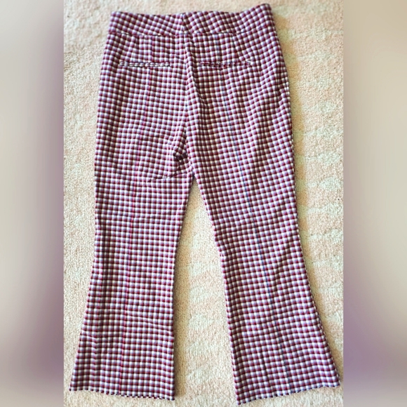 Plaid Flare Pants in Red, Blue, and White with Faux Back Pockets - Trendy - Picture 3 of 9